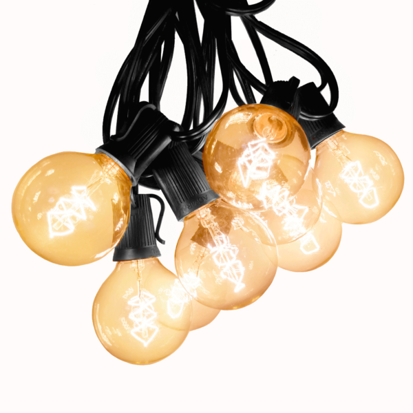 Hometown Evolution G50 Spiral Edison 25 Foot String Light Set with Black wire