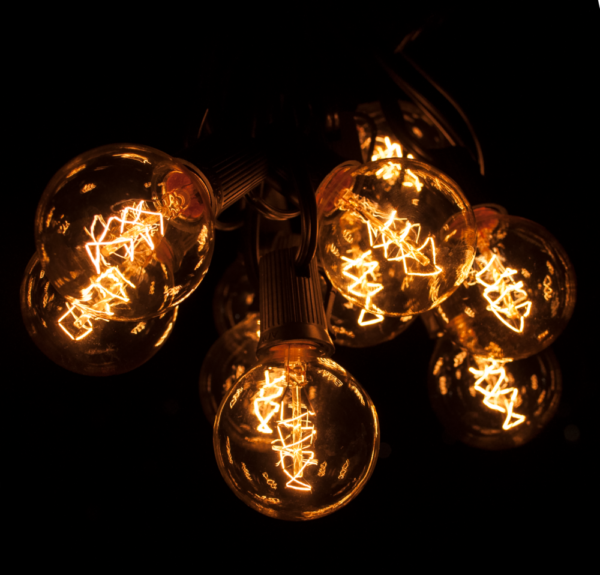 Hometown Evolution G50 Spiral Edison 25 Foot String Light Set with Black wire