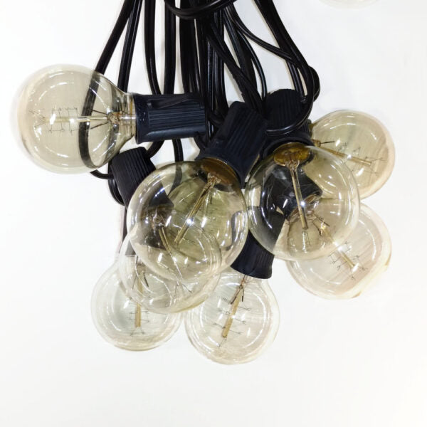 Hometown Evolution G50 Spiral Edison 50 Foot String Light Set with Black wire