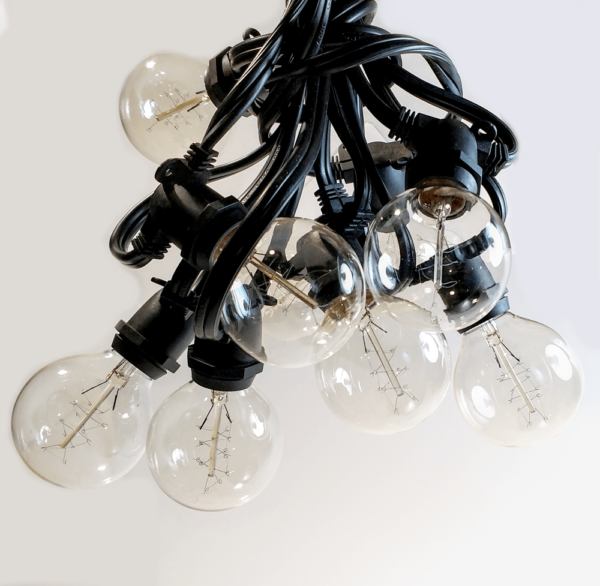 Hometown Evolution G50 Spiral Edison Commercial 50 Foot String Light Set with Black wire
