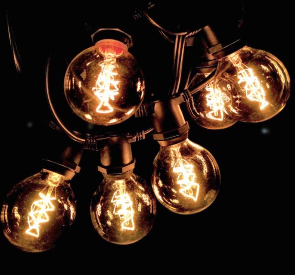 Hometown Evolution G50 Spiral Edison Commercial 50 Foot String Light Set with Black wire