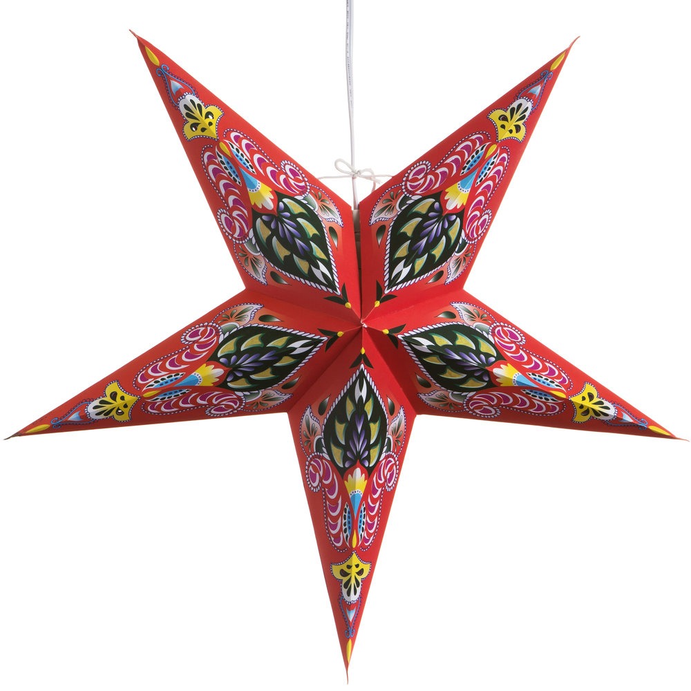 Hometown Evolution Ganasha Paper Star Red Outdoor Lantern with Cord