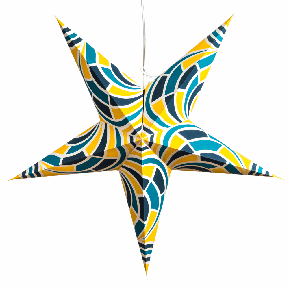 Hometown Evolution Geometric Yellow Blue Outdoor Lantern