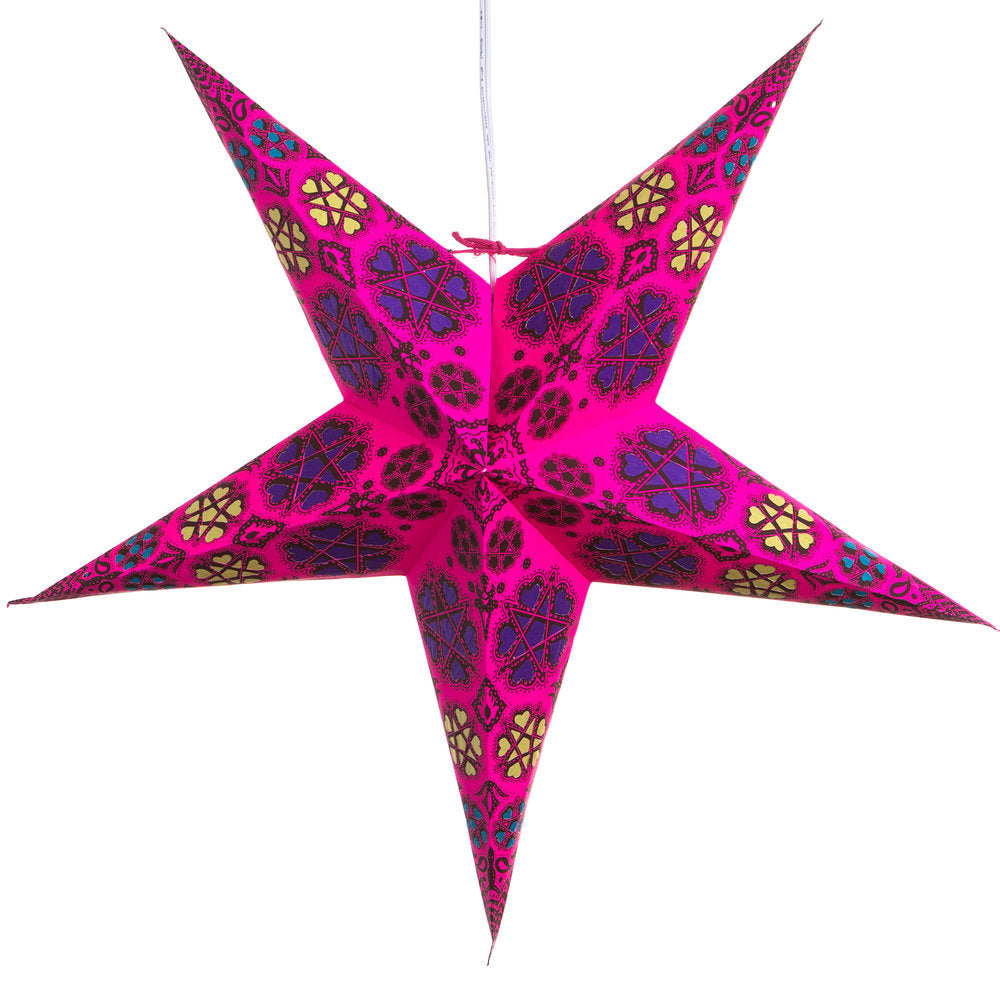 Hometown Evolution Hearts and Stars Paper Star Bright Pink Outdoor Lantern
