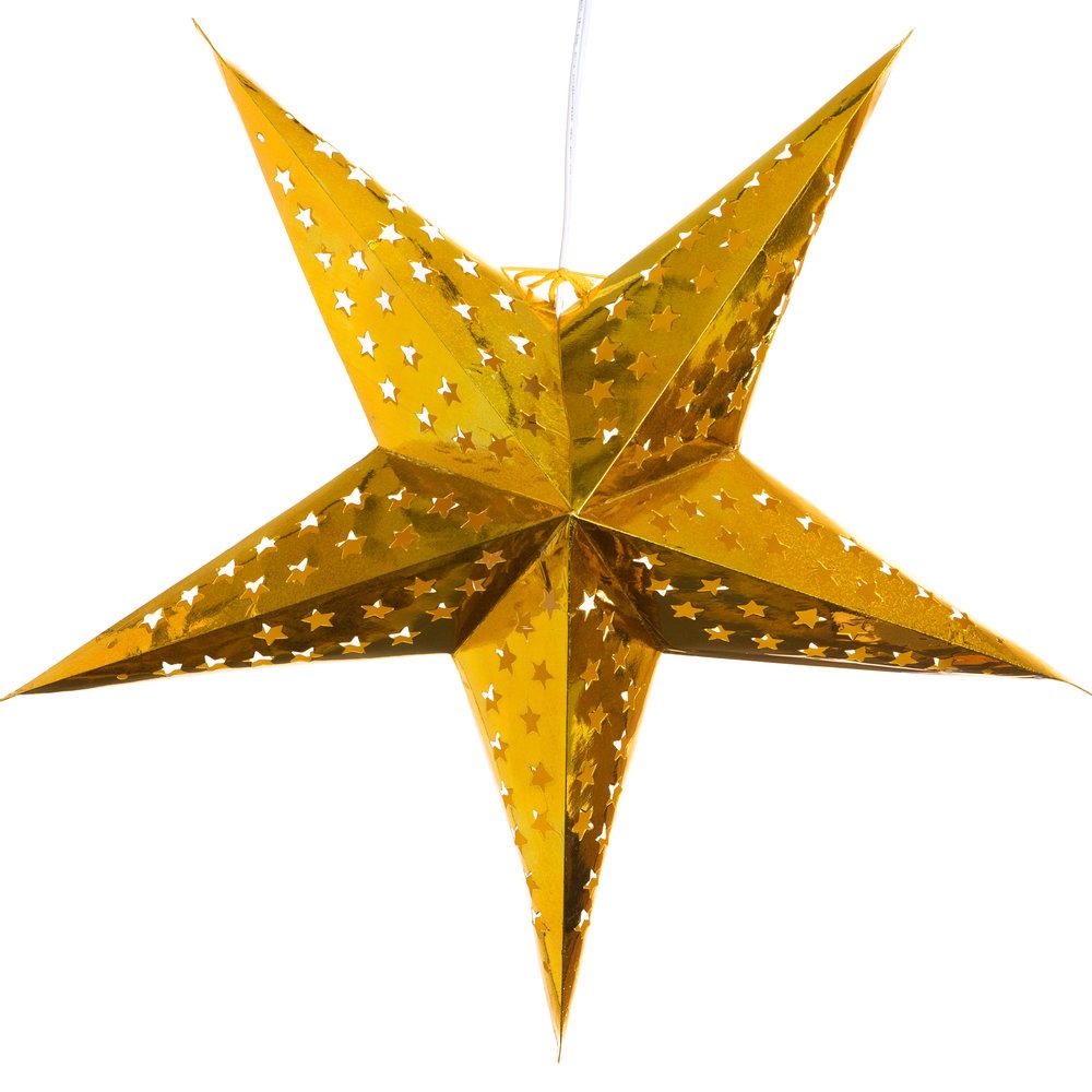 Hometown Evolution Hologram Paper Star Gold Outdoor Lantern