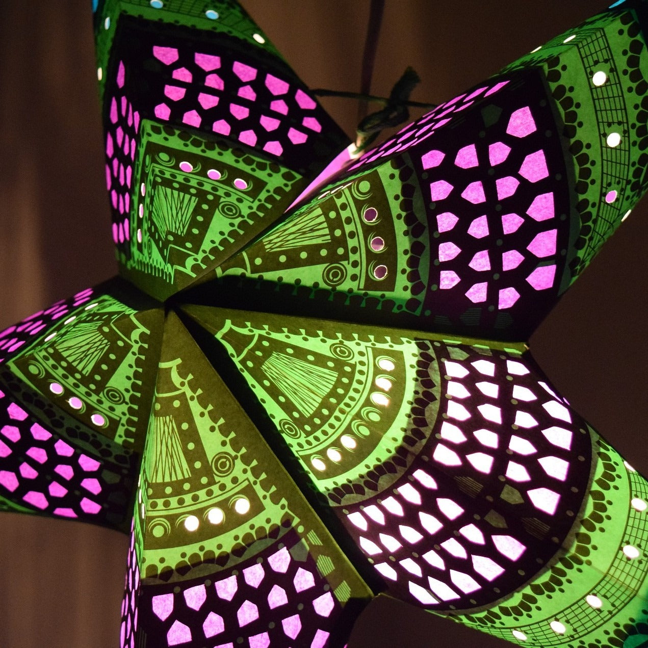 Hometown Evolution Honeycomb Paper Star Bright Green Outdoor Lantern