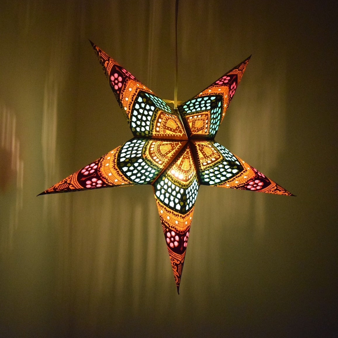 Hometown Evolution Honeycomb Paper Star Yellow Outdoor Lantern