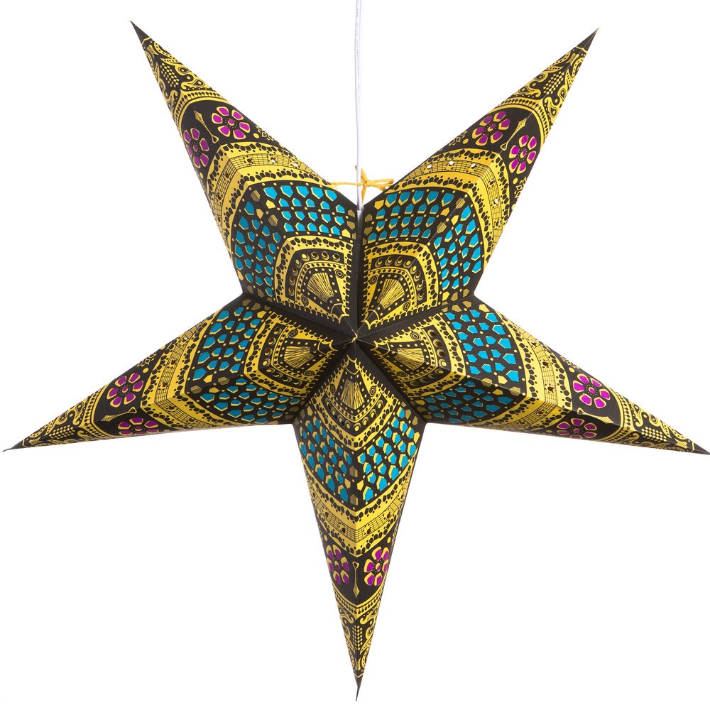 Hometown Evolution Honeycomb Paper Star Yellow Outdoor Lantern with Cord