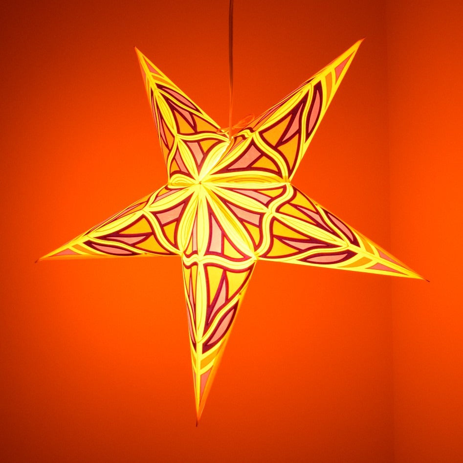 Hometown Evolution Mosaic Paper Star Outdoor Lantern
