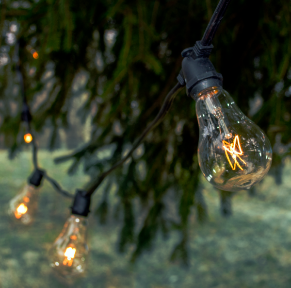 Hometown Evolution PS50 Commercial 100 Foot Clear String Light Set with Black Wire