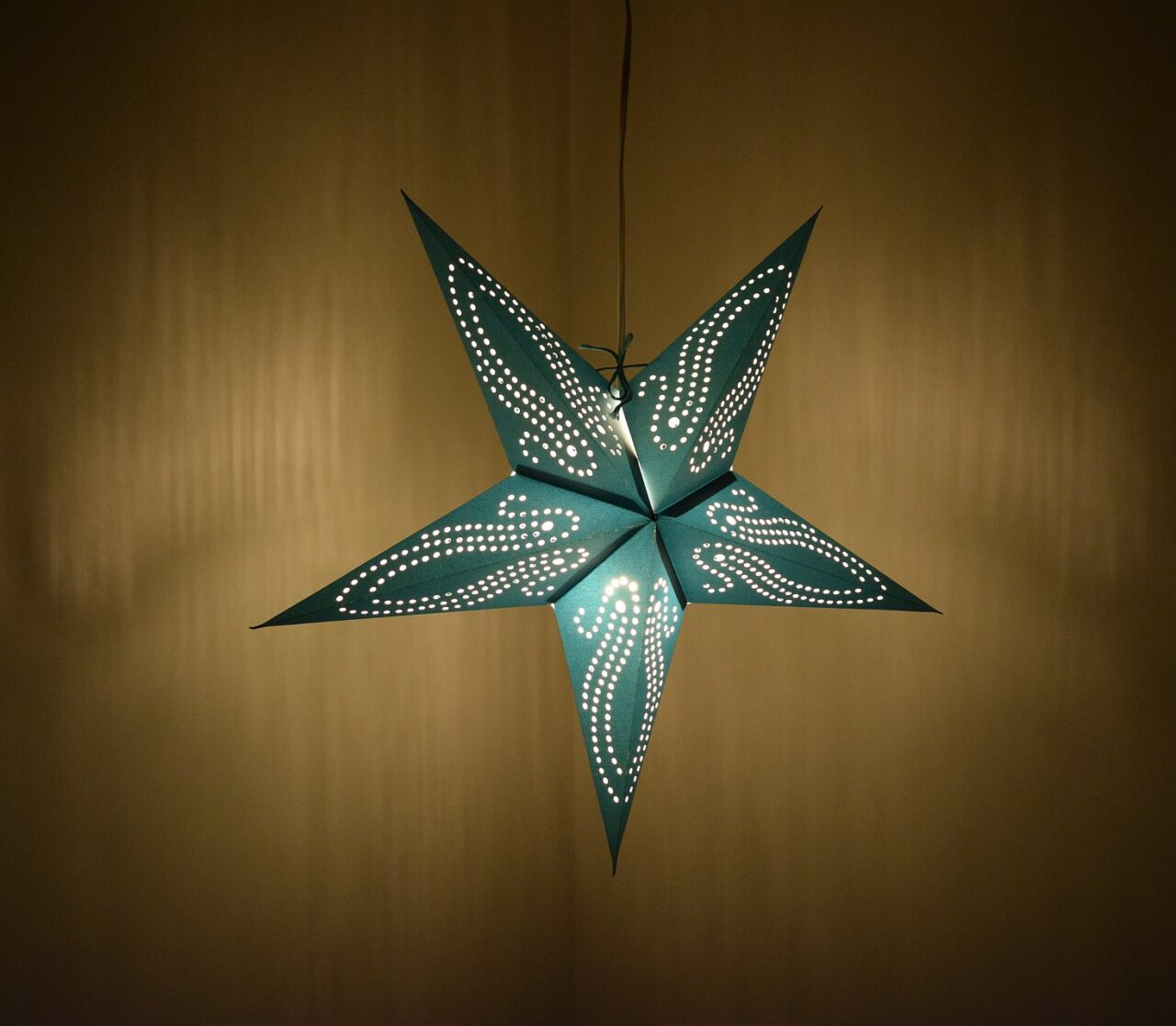 Hometown Evolution Paper Star Caribbean Teal Outdoor Lantern