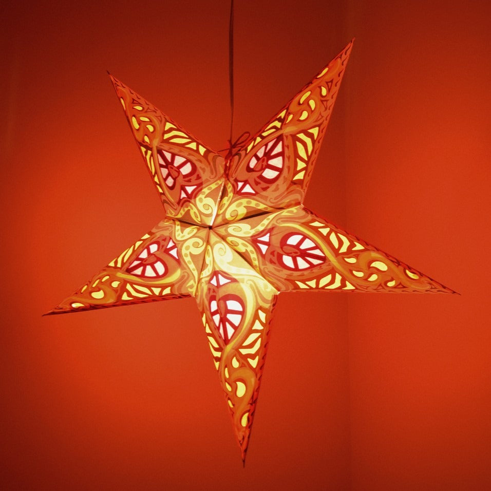 Hometown Evolution Paper Star Phoenix Red Outdoor Lantern with Cord