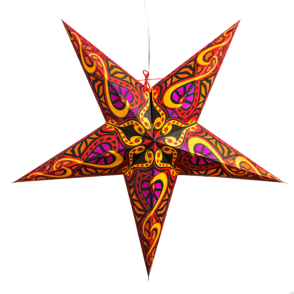 Hometown Evolution Paper Star Phoenix Red Outdoor Lantern with Cord