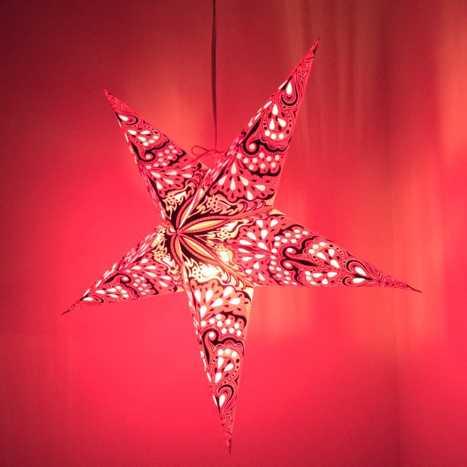 Hometown Evolution Paper Star Pink Charm Outdoor Lantern with Cord