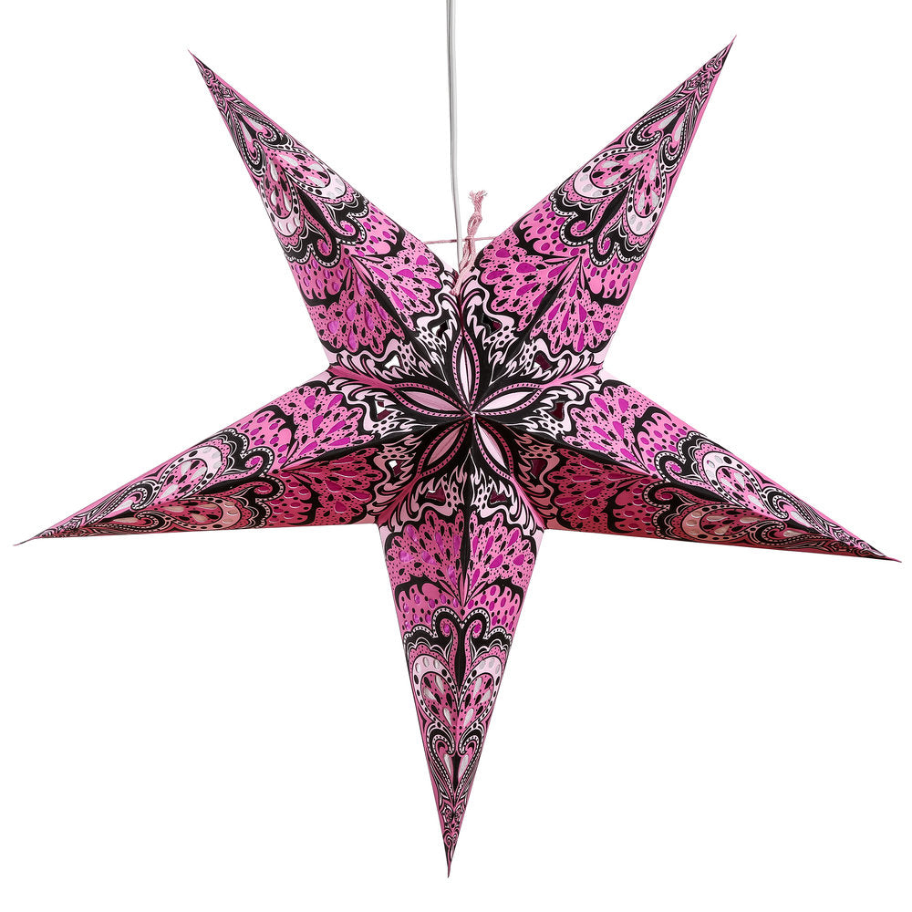 Hometown Evolution Paper Star Pink Charm Outdoor Lantern with Cord