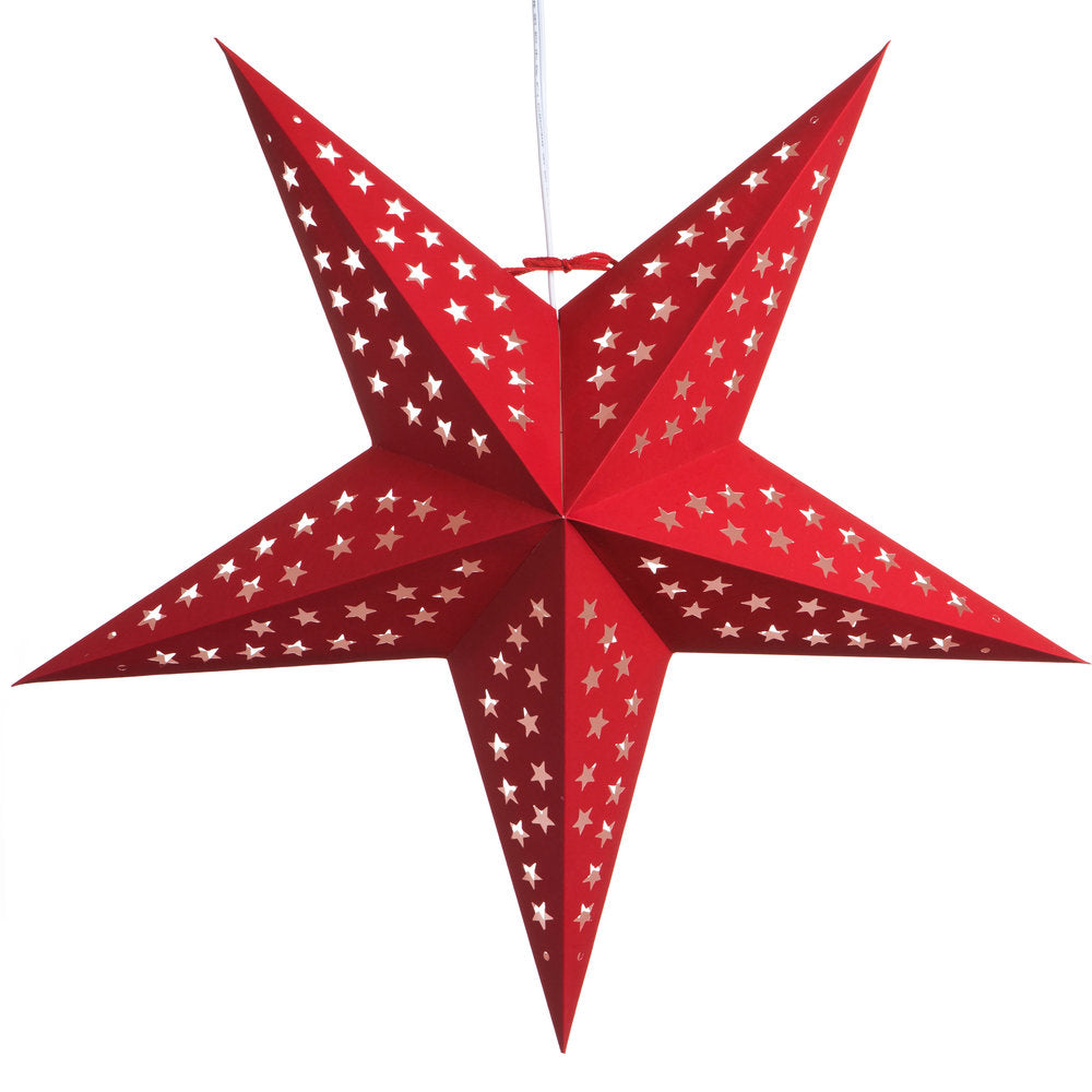 Hometown Evolution Paper Star Solid Red Outdoor Lantern with Cord