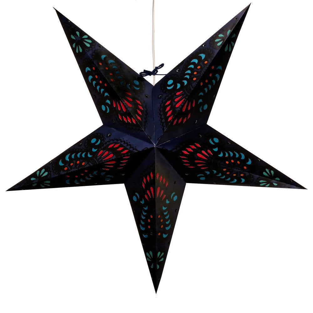 Hometown Evolution Peacock Paper Star Navy Outdoor Lantern