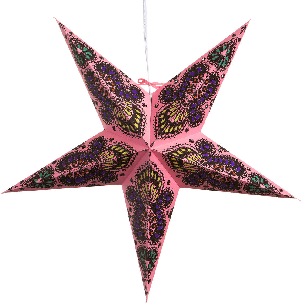 Hometown Evolution Peacock Paper Star Pink Outdoor Lantern