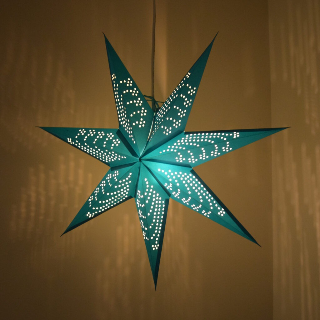 Hometown Evolution Polaris Paper Star Turquoise Outdoor Lantern