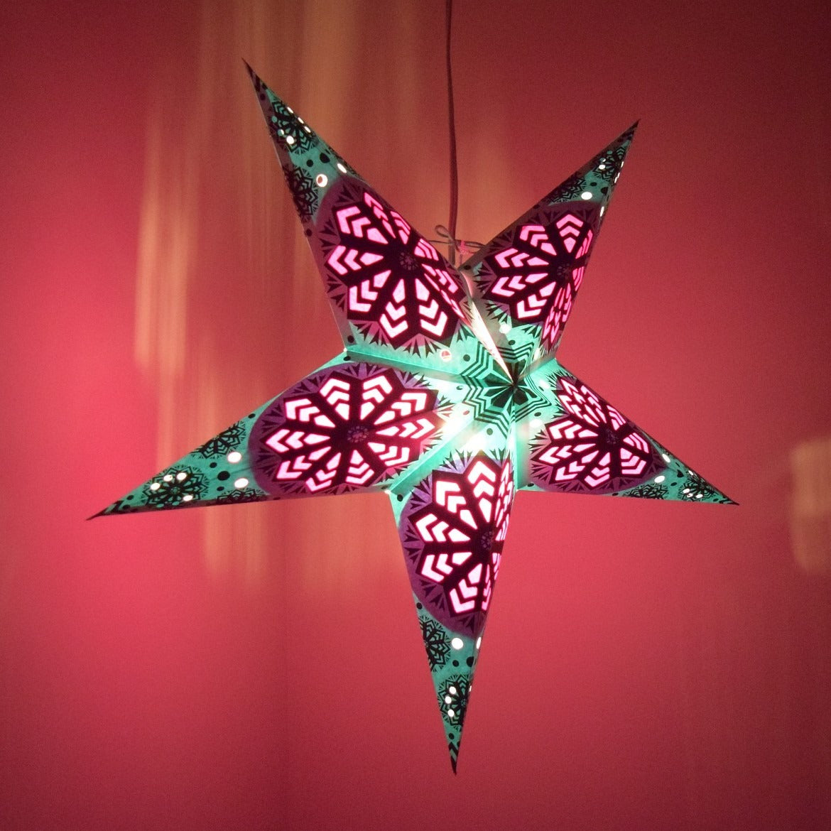 Hometown Evolution Snowflake Paper Star Outdoor Lantern with Cord