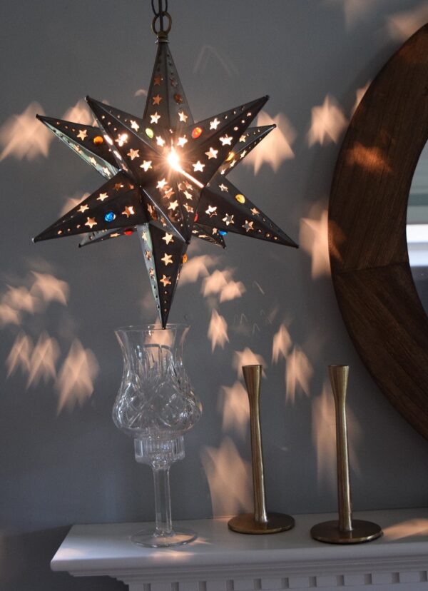 Hometown Evolution Star Cut with Marbles 12" Tin Star Light with Marbles