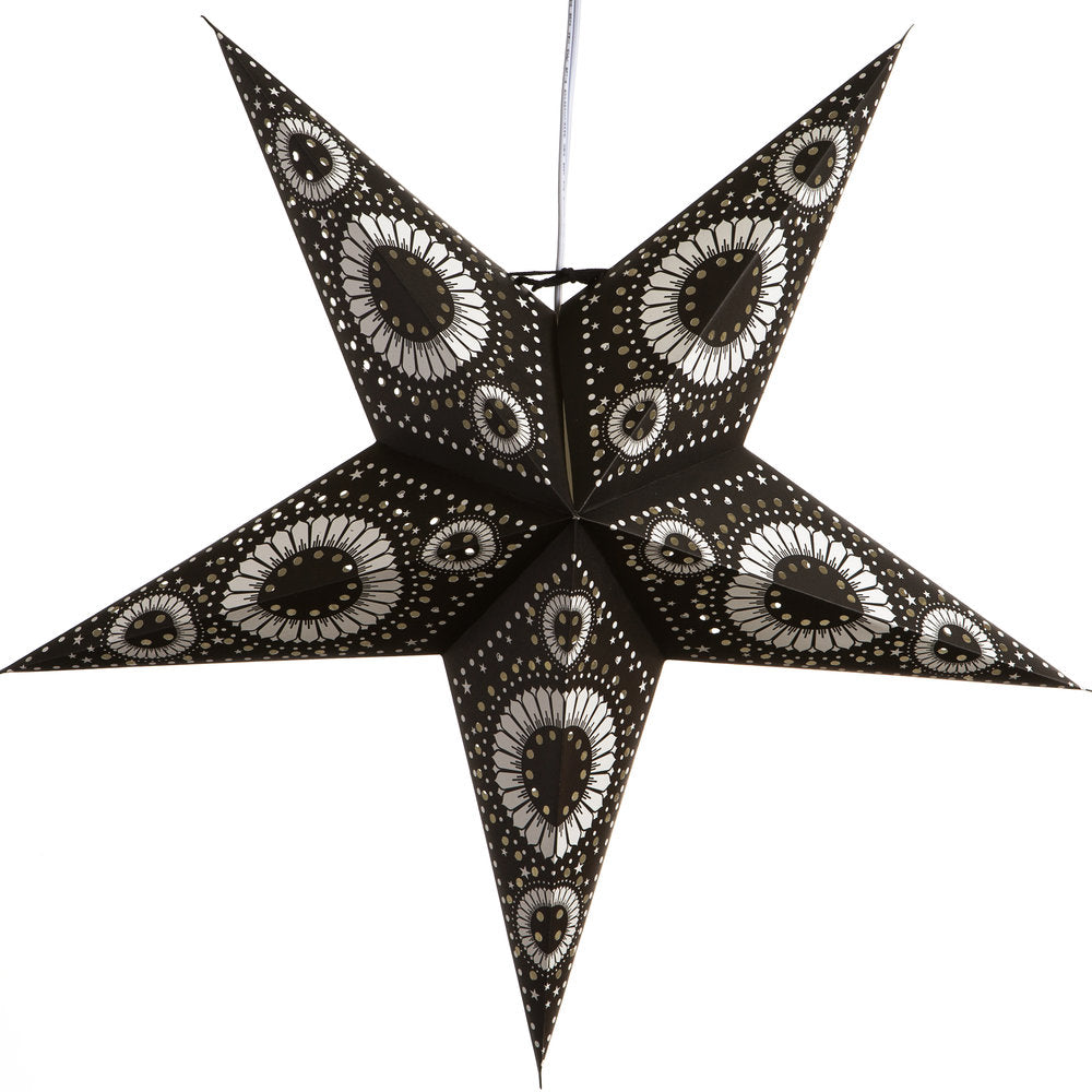 Hometown Evolution Sunflower Paper Star Black Outdoor Lantern with Cord