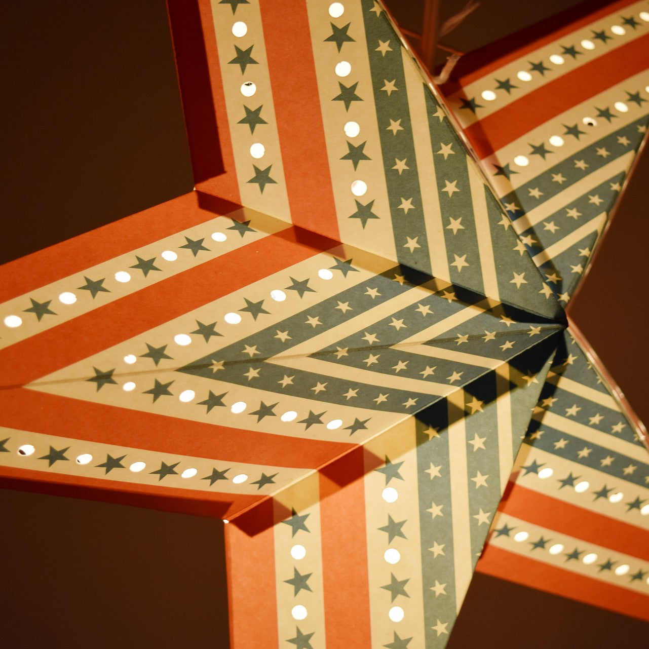Hometown Evolution US Flag Paper Star Outdoor Lantern