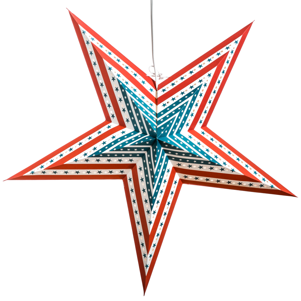 Hometown Evolution US Flag Paper Star Outdoor Lantern with Cord