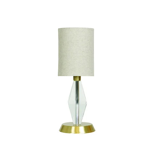 House of Troy B205 Bryson Mini Crystal Tapered Column Satin Brass Table Lamp