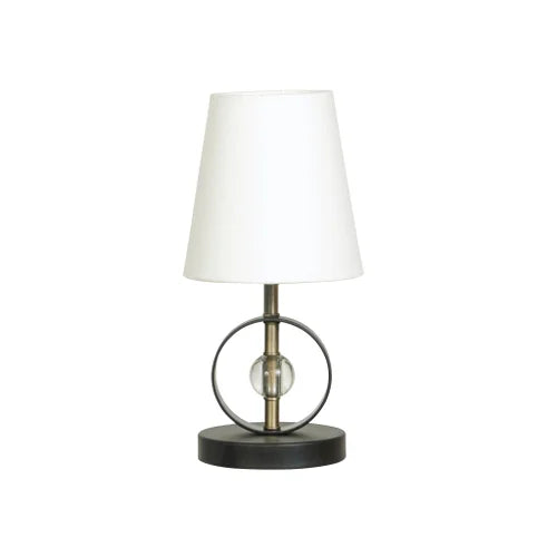 House of Troy B210 Bryson Mini 4" Ring and Crystal Black/Antique Brass Table Lamp