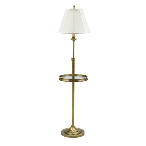 House of Troy Club Adjustable Antique Brass Floor Lamp with Table