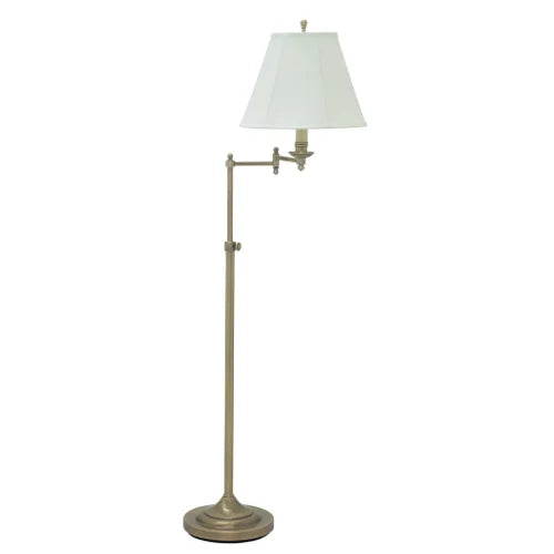 House of Troy Club Adjustable Swing Arm Antique Brass Floor Lamp