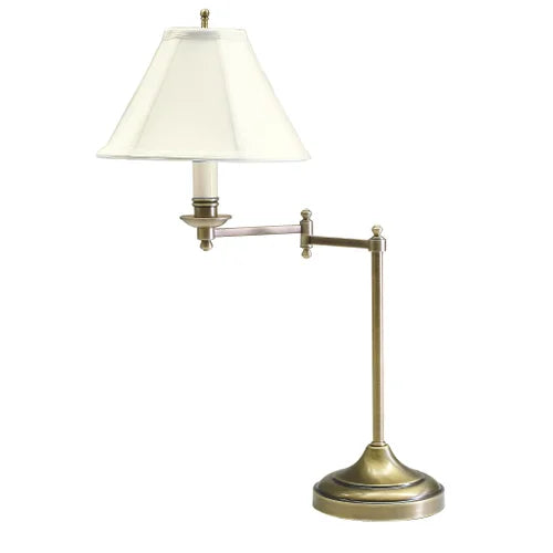 House of Troy Club Swing Arm 25" Antique Brass Table Lamp