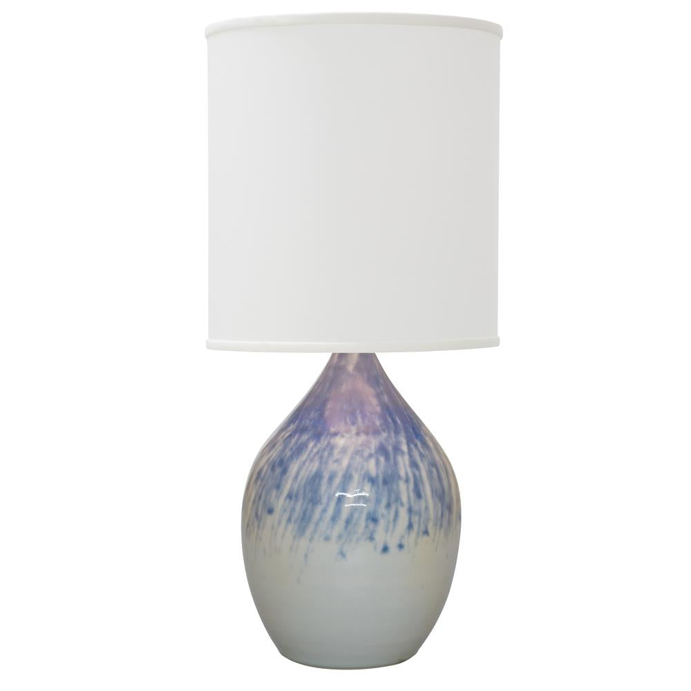 House of Troy GS401 Scatchard 13" Scored Blue Gloss Table Lamp