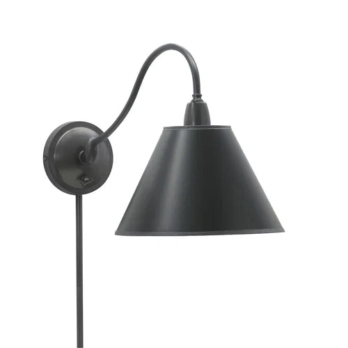 House of Troy Hyde Park Adjustable Oil Rubbed Bronze with Black Parchment Wall Swing Arm Lamp