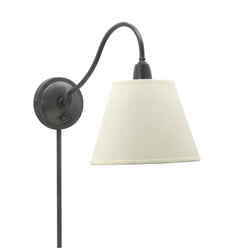 House of Troy Hyde Park Adjustable Oil Rubbed Bronze with White Linen Shade Wall Swing Arm Lamp