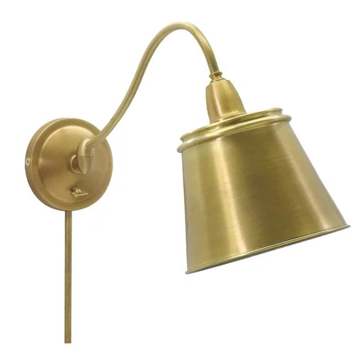 House of Troy Hyde Park Adjustable Weathered Brass w/Metal Shade Wall Swing Arm Lamp
