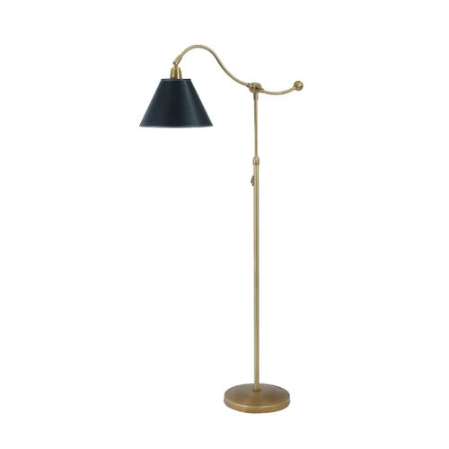 House of Troy Hyde Park Counter Balance Weathered Brass with Black Parchment Shade Floor Lamp