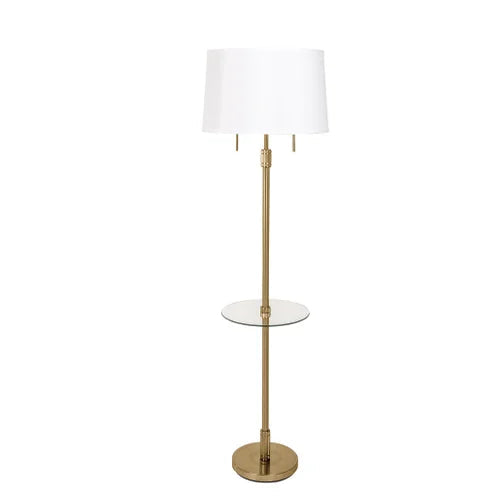 House of Troy Killington Brushed Brass with Glass Table Floor Lamp