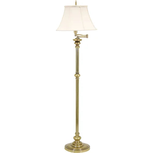 House of Troy Newport Swing Arm 61" Antique Brass Floor Lamp