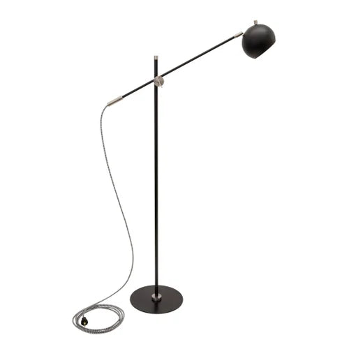 House of Troy Orwell Black with Satin Nickel Accents Floor Lamp