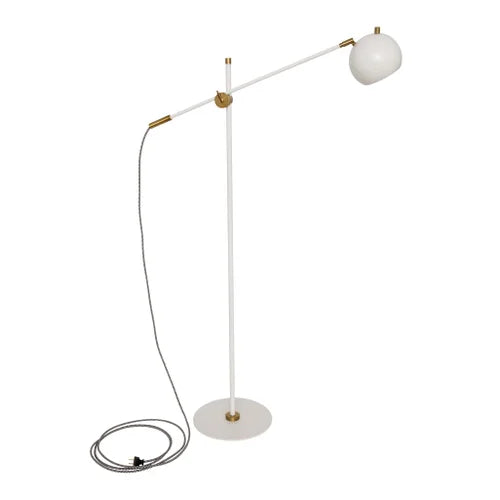 House of Troy Orwell White with Weathered Brass Accents Floor Lamp