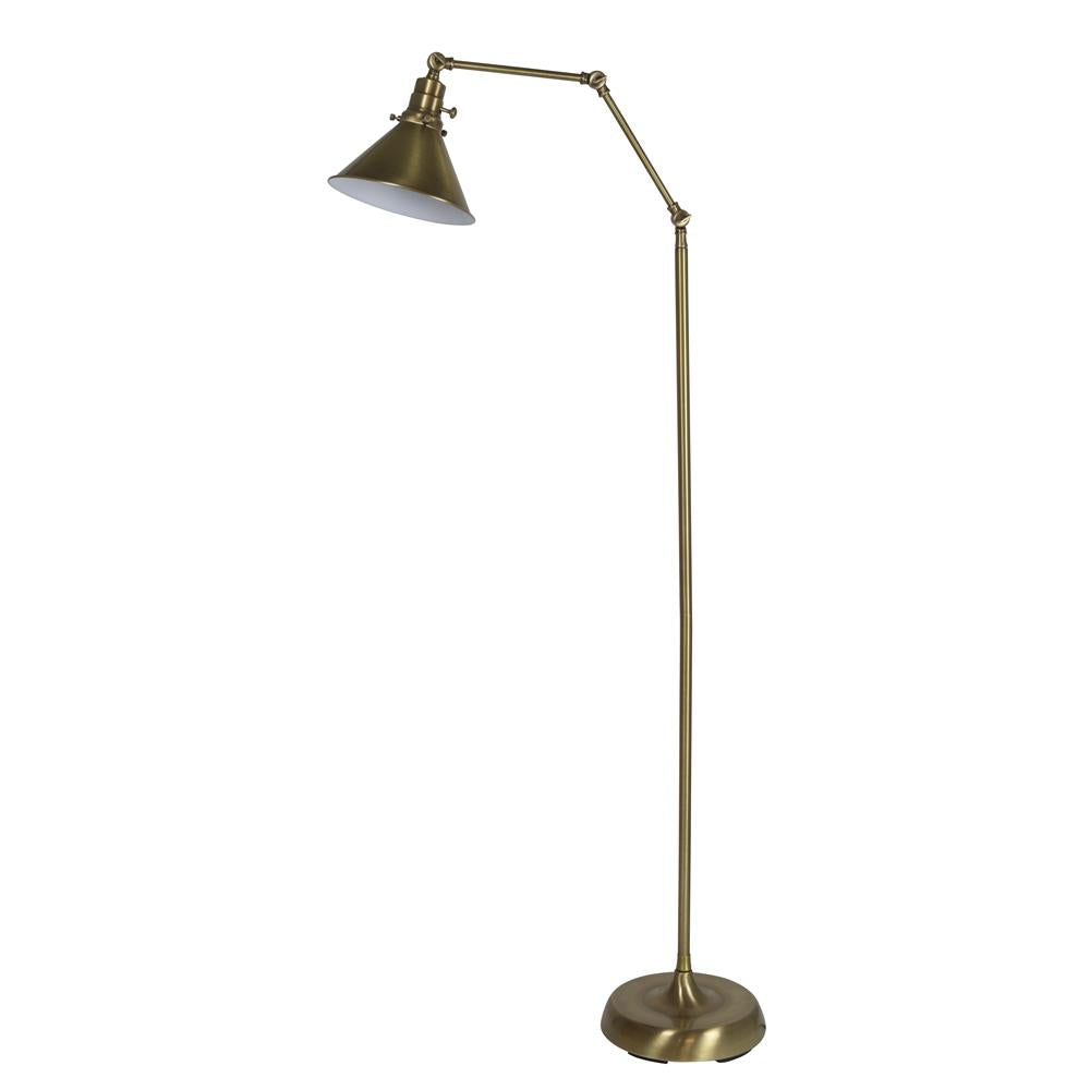 House of Troy Otis 10" Metal Shade Industrial Antique Brass Floor Lamp