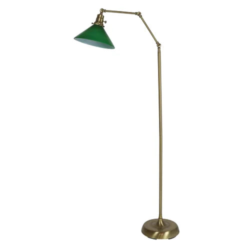 House of Troy Otis Antique Brass with Green Floor Lamp