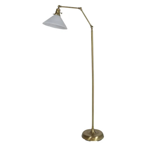 House of Troy Otis Antique Brass with White Floor Lamp