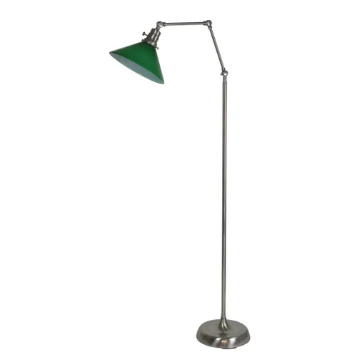 House of Troy Otis Satin Nickel with Green Floor Lamp