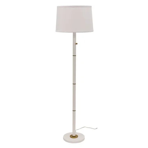 House of Troy Rupert White with Weathered Brass Accents Floor Lamp