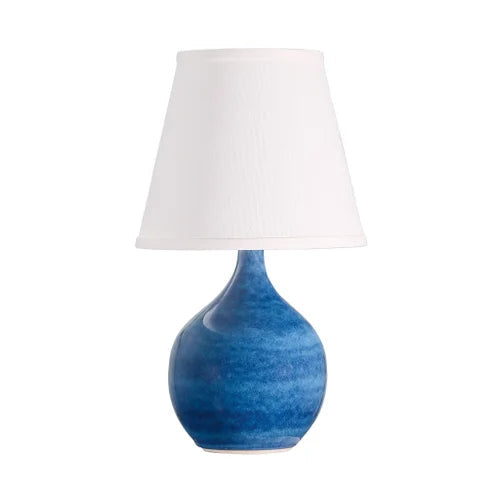 House of Troy Scatchard Stoneware 13.5" Blue Gloss Mini Table Lamp