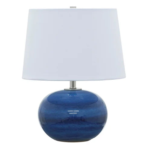 House of Troy Scatchard Stoneware 17" Blue Gloss Table Lamp