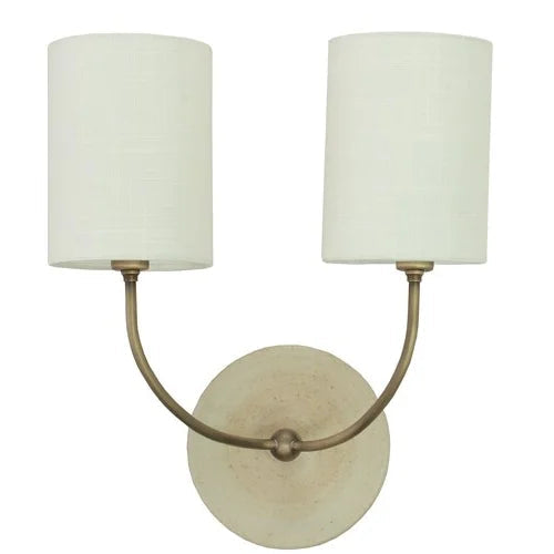 House of Troy Scatchard Stoneware Antique Brass & Oatmeal Double Wall Lamp